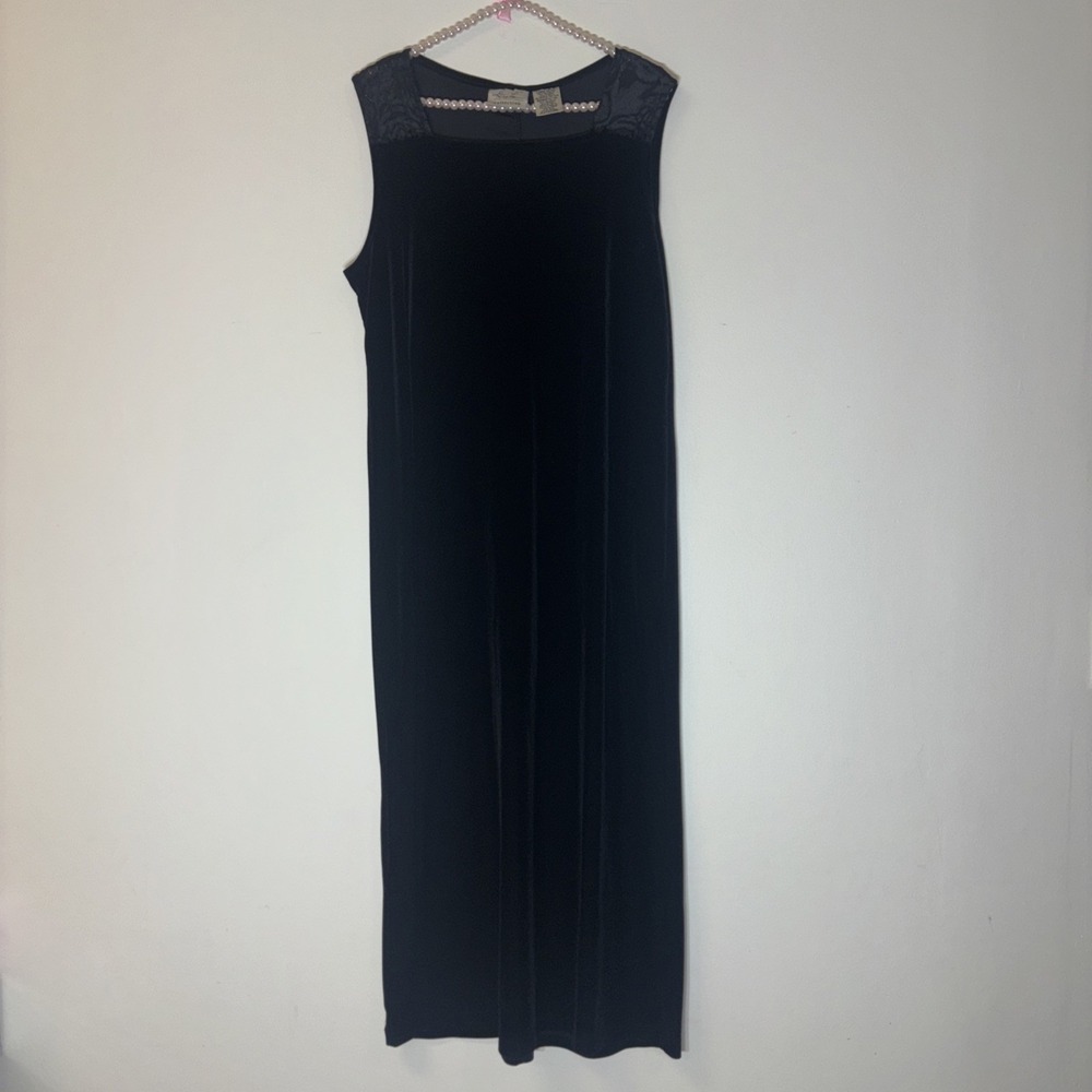 Kathy Lee‎ Velvet Dress Sz 12-14 Black Burnout Fairy Holiday Christmas Newyears